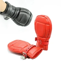 pu leather bondage fist mittsboxing gloves lockable padded restraint mittens sex toys for couples fetish bdsm toys roleplay