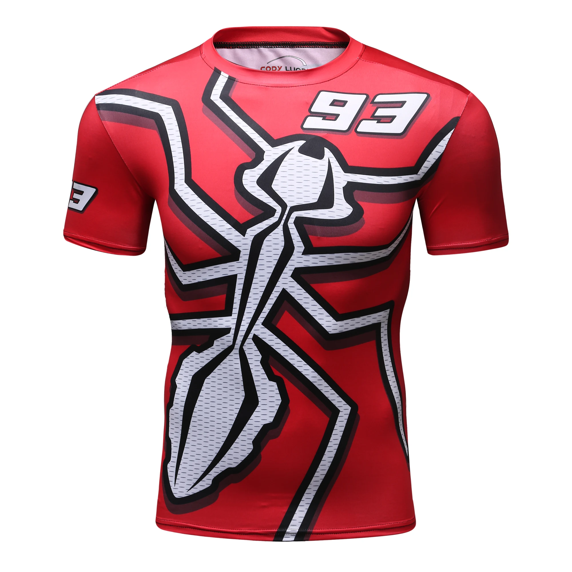 Sportswear Men T-shirt 3D Printing Ant Pattern Novel and Simple, Elastic Compression and Quick-drying Fitness Bodybuilding Shirt