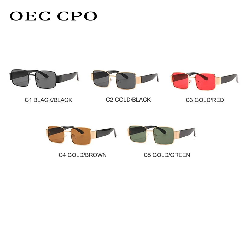 

Fashion Square Sunglasses Men Metal Rectangle Sun Glasses Female Brand Designer Vintage Colorful Shades Eyeglass UV400 Men O663