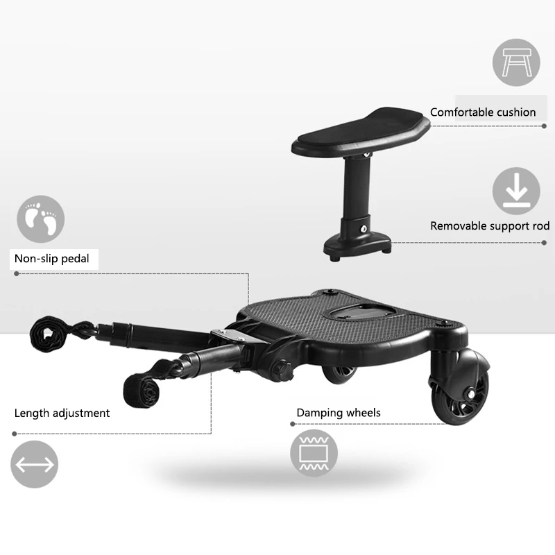

Baby Trolley Organizer Stroller Pedal Adapter Twins Hitchhiker Second Child Auxiliary Kids Standing Plate Boy Scooter