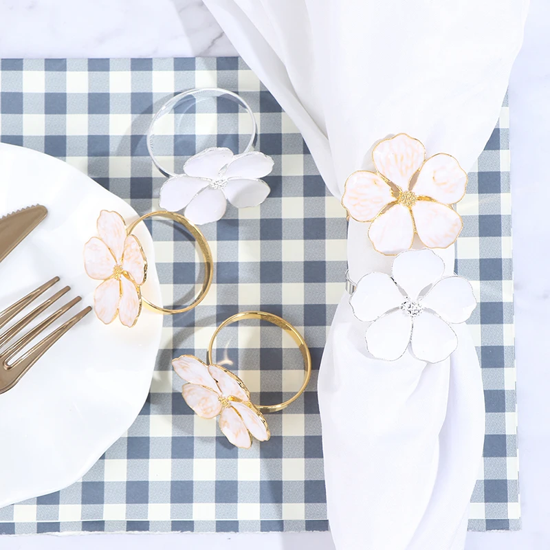 

6PCS Wedding simple plum napkin ring 5 petals lucky flower napkin ring Gold/silver Fashion Napkin Ring