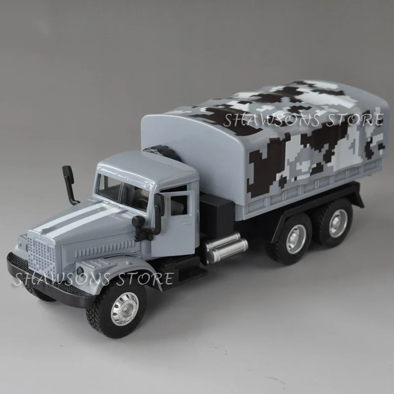 1:43 литая под давлением Военная Игрушечная модель грузовика советская GAZ-51 бортовой автомобиль откатная копия w/звук и светильник - Цвет: Серый