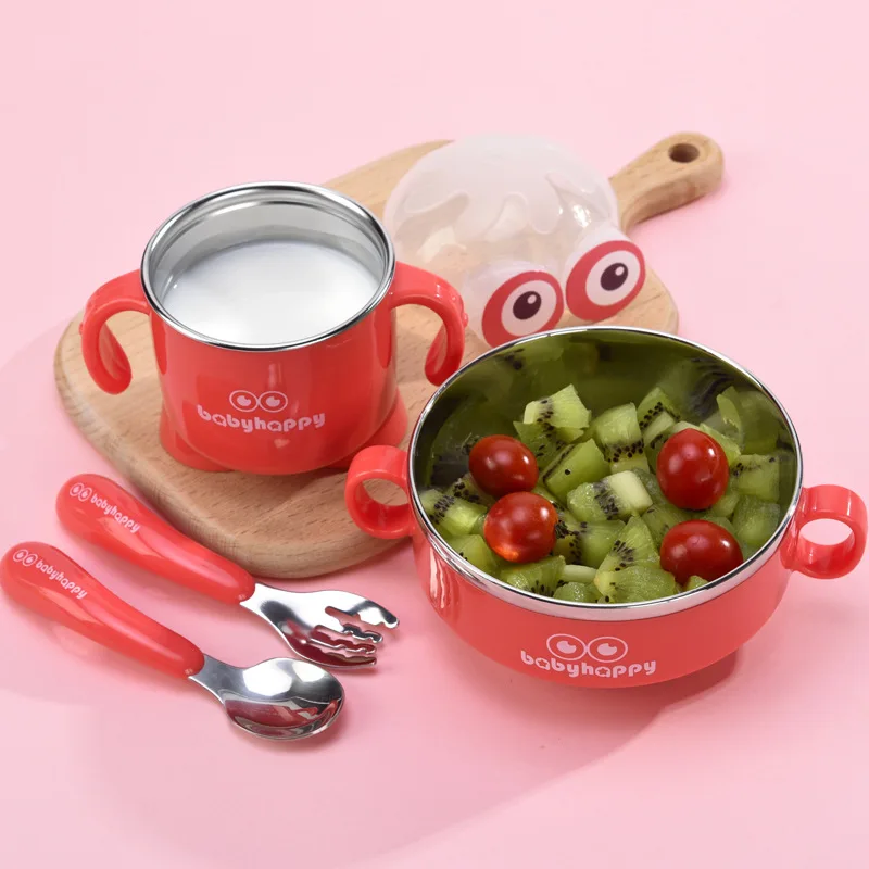 Creative Stainless Steel Tableware Gift Box Opening Promotion Children's Set Household Bowl Cup Fork Spoon | Мать и ребенок