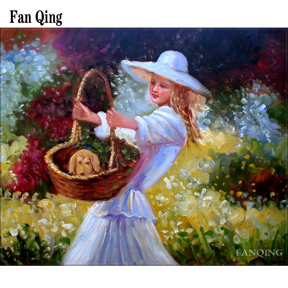 

Картина для вышивки крестиком, картина 5d «сделай сам», цветочная корзина и щенок, полностью квадратная, круглая, Алмазная мозаика