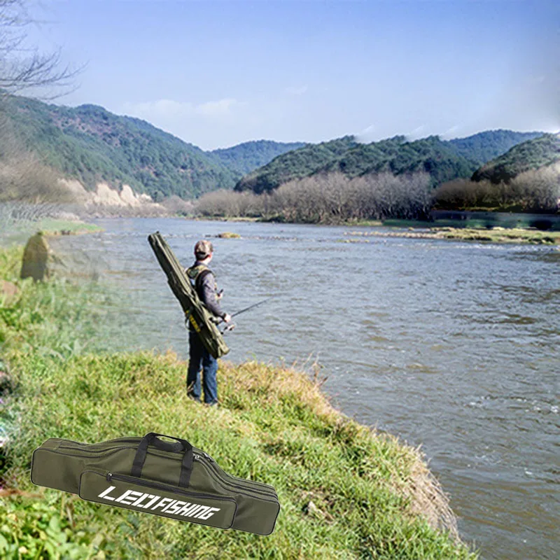 

Fishing Pole Rod Reel Storage Bag Case Carrier Tool Oxford Foldable Tackle Shoulder Strap EDF88