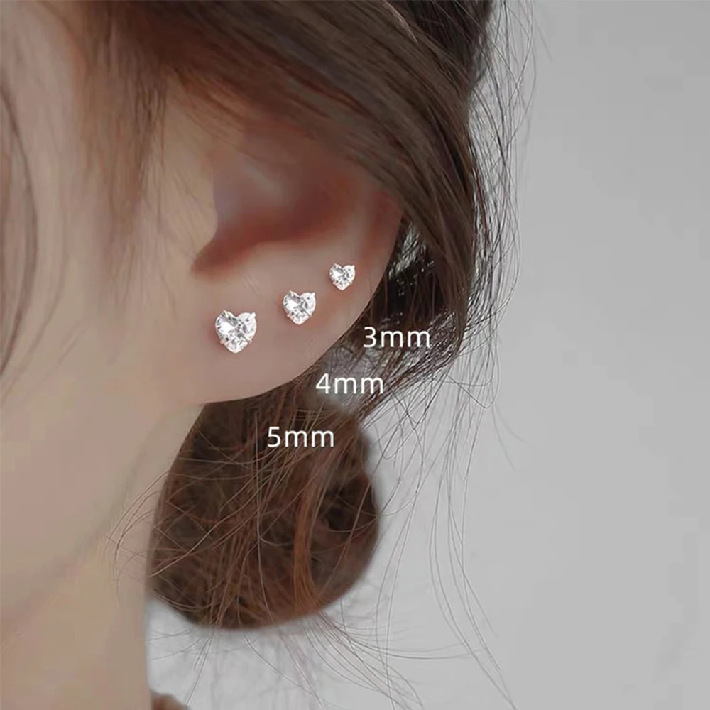 Милые простое любовное сердечко серьги для женщин мужчин уха гвоздики с камнем