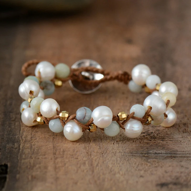 Жемчужный браслет уникальный пресноводный шарф с жемчугом браслеты оптом ручной