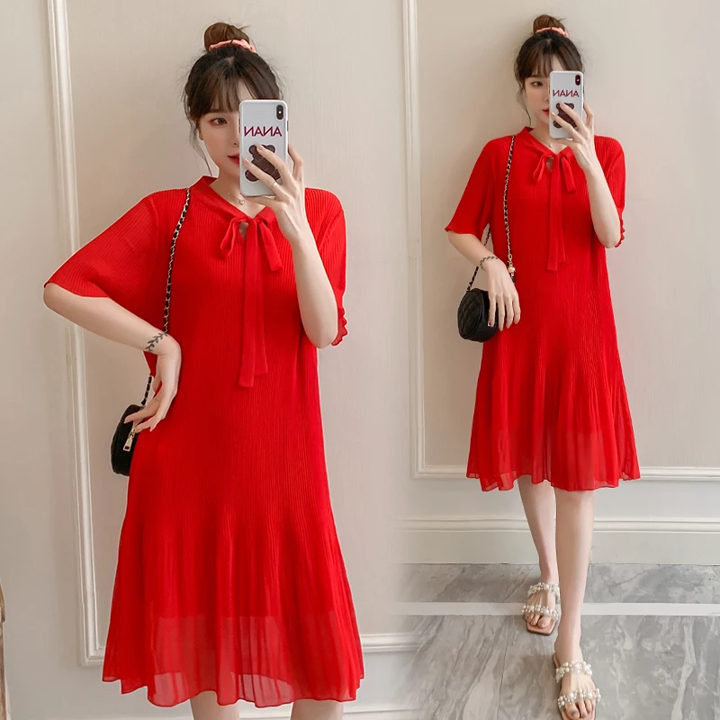 Летнее Модное шифоновое платье для беременных женщин 2022 с коротким рукавом и