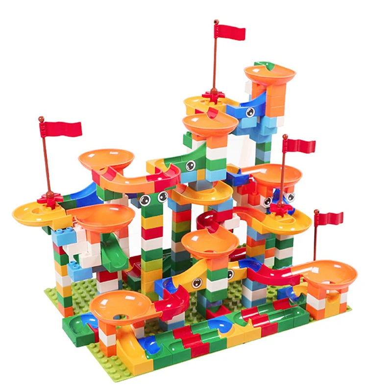 

74-296 PCS DIY Assemble Bricks Toys Marble Race Run Block Maze Ball Track Building Blocks Funnel Slide Blocks For Children Gifts