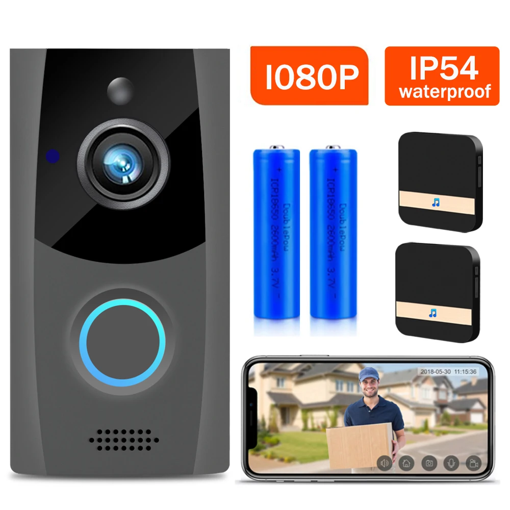 Видеодомофон с Wi Fi 1080P водостойкий IP54|Дверной звонок| |