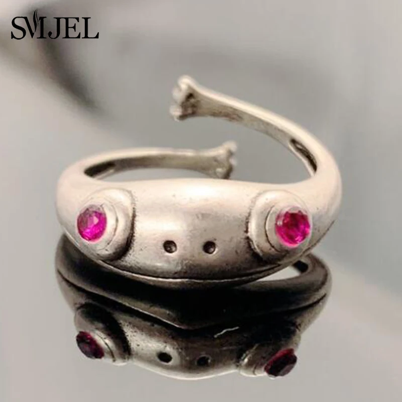 SMJEL металлическое странное кольца с лягушкой женское модное Открытое кольцо