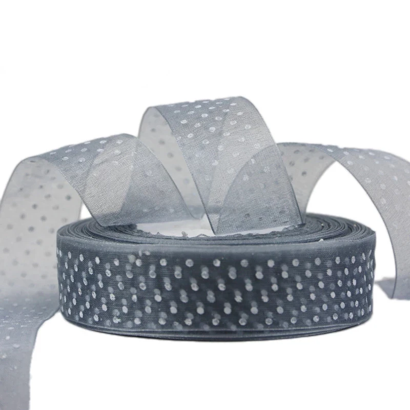 (50 ярдов/рулон) 25 мм лента из органзы в горошек оптовая продажа декоративных