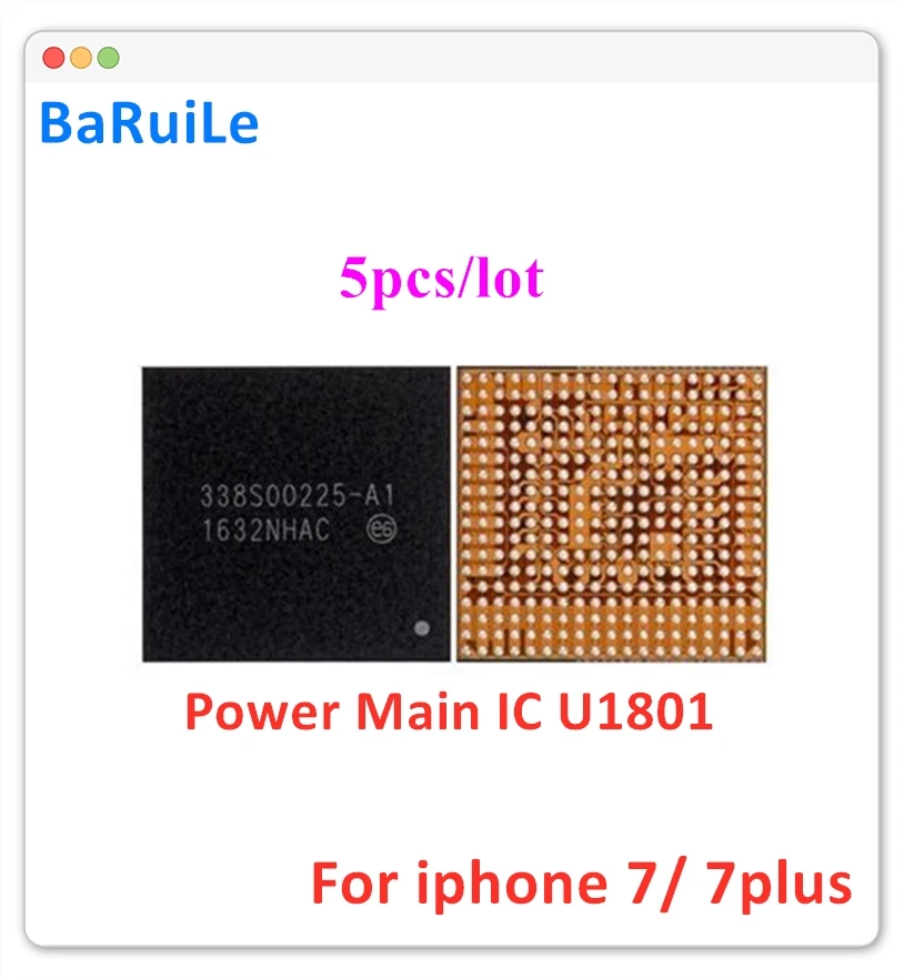 

BaRuiLe 5pcs U1801 338S00225-A1 PMU Chip for iPhone 7 7plus Main Big Power Management PMIC IC 338S00225 Repair Parts
