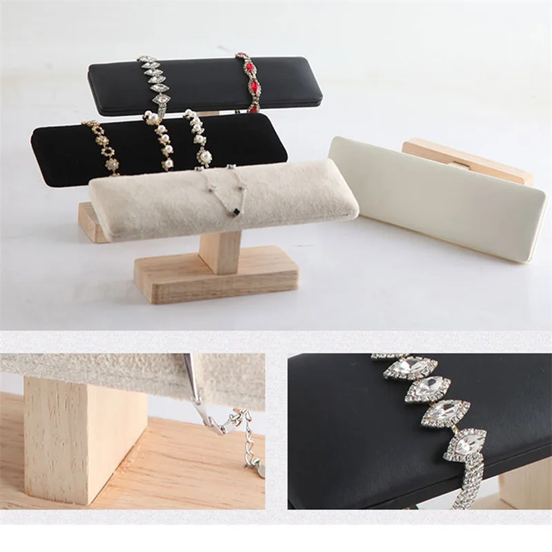 

T-Bar подставка для браслета, деревянный держатель, органайзер для ювелирных браслетов, хранение ювелирных изделий, браслет для часов, веревк...