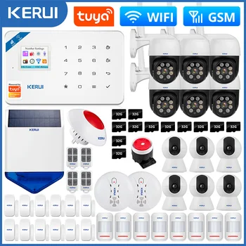KERUI GSM WIFI Alexa Tuya Smart Home Security Alarm System Wireless Garage Burglar 3MP IP Camera Motion Detector Door Sensor
