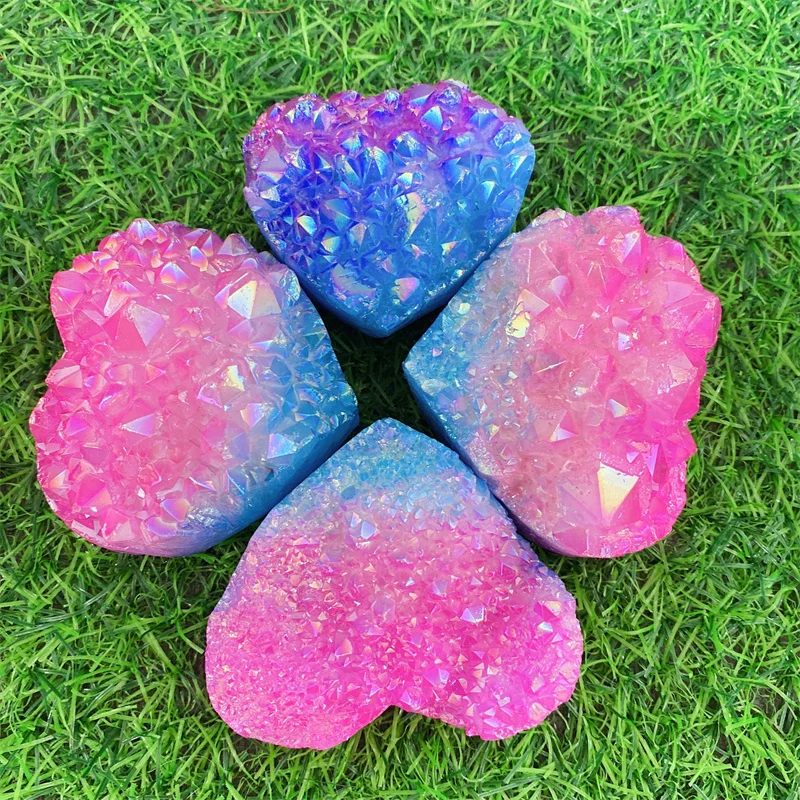 Хит продаж кристаллы Aura кластеры в форме сердца различные для украшения SYY | Дом и