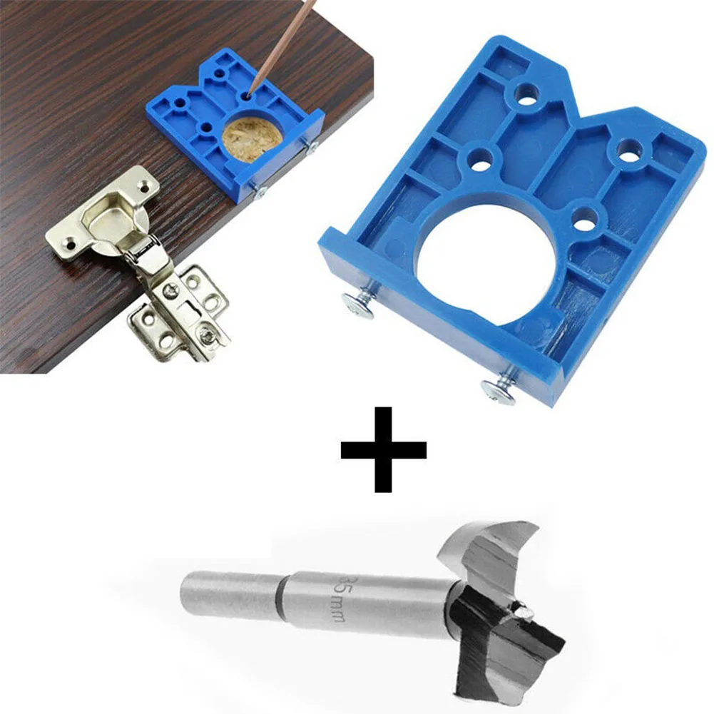 

35mm ABS Concealed Hinge Hole Jig For Kitchen Cabinet Doors With Drill Bit Tool Drilling Jig Power Tool Woodworking Hole Opener