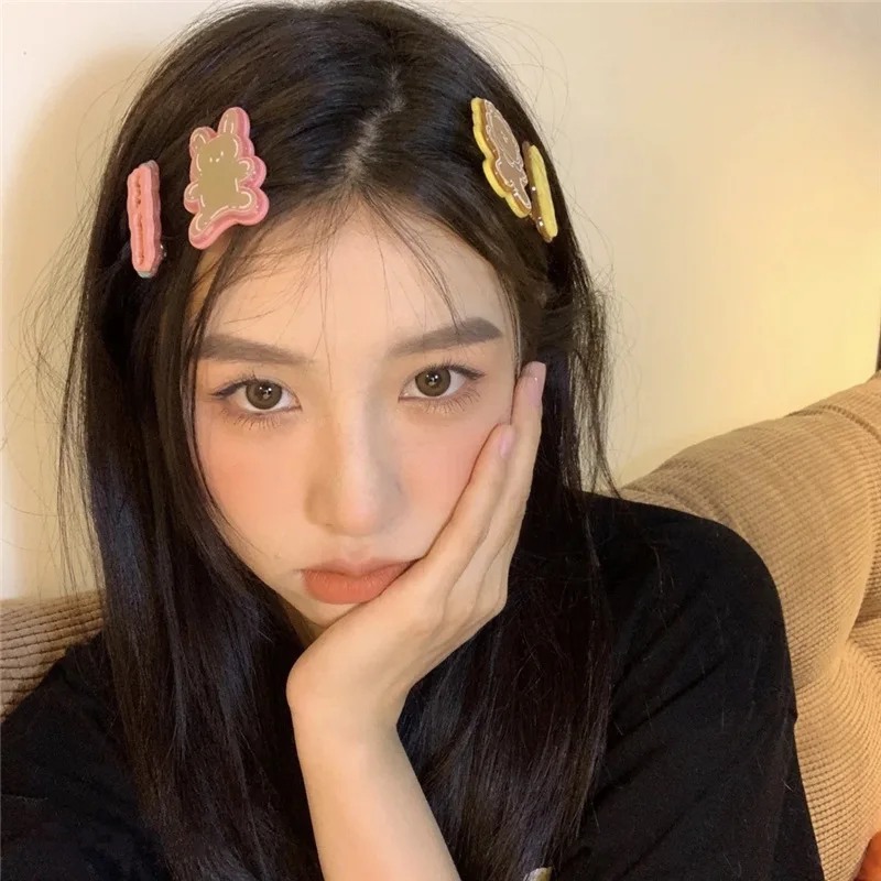 

2021 New Cartoon Bear Hairpin For Women Children Rainbow Hair Clip Kids Hair Accessories