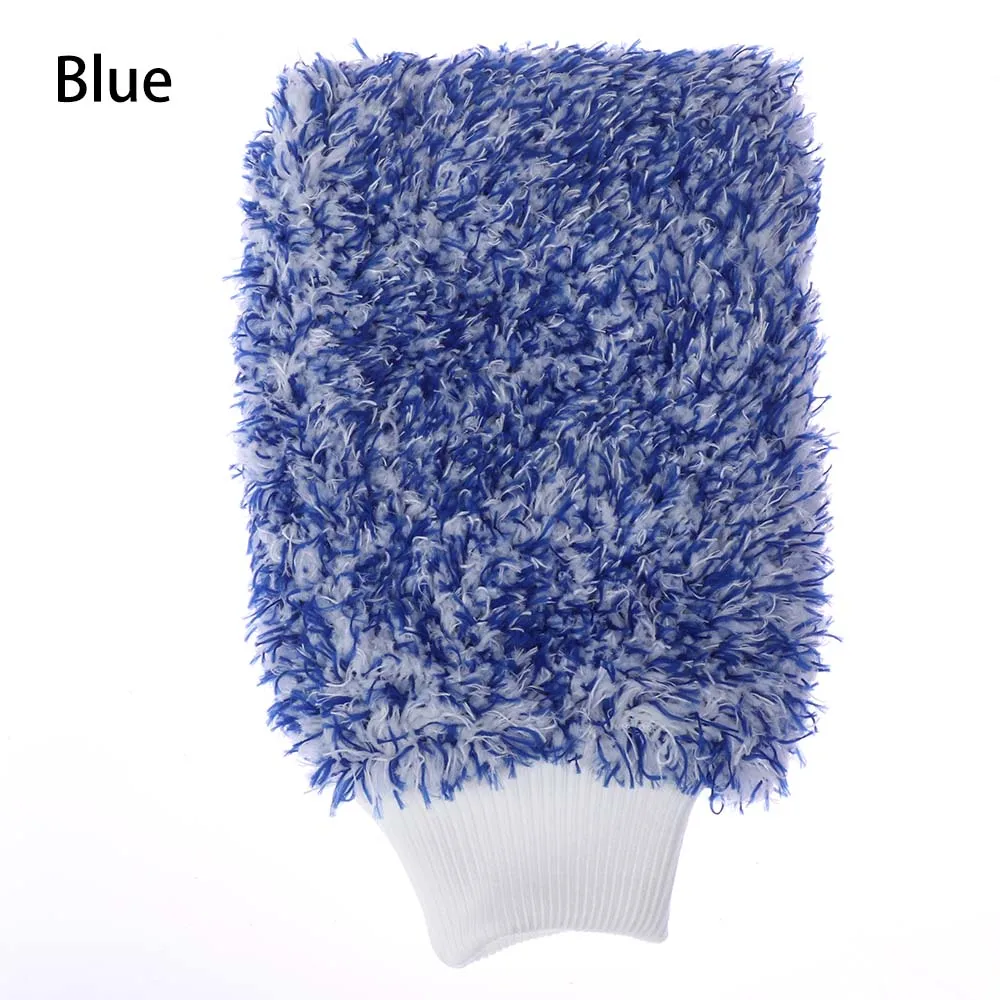 blue 1 шт. Автомойка мягкое полотенце для рук из микрофибры синель антозоан перчатки для мытья кораллового флиса губка для мытья автомобиля - Цвет: blue