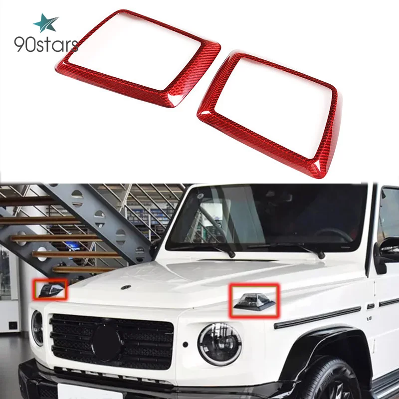 Offerte Per 2019-2020 Mercedes-benz Classe G W464 Cappuccio Indicatore Di Direzione Telaio Anello Decorativo Materiale In Fibra Di Carbonio Reale Accessori Auto 2 Pezzi