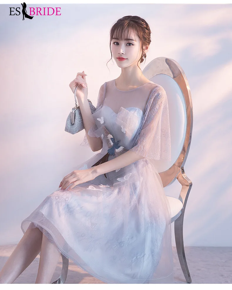 Женское длинное вечернее платье ES2727 серое ТРАПЕЦИЕВИДНОЕ для выпускного вечера