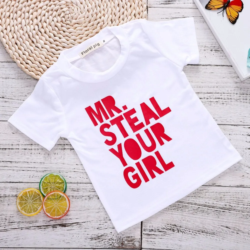 Летняя хлопковая одежда для маленьких мальчиков белая футболка Топы с забавными