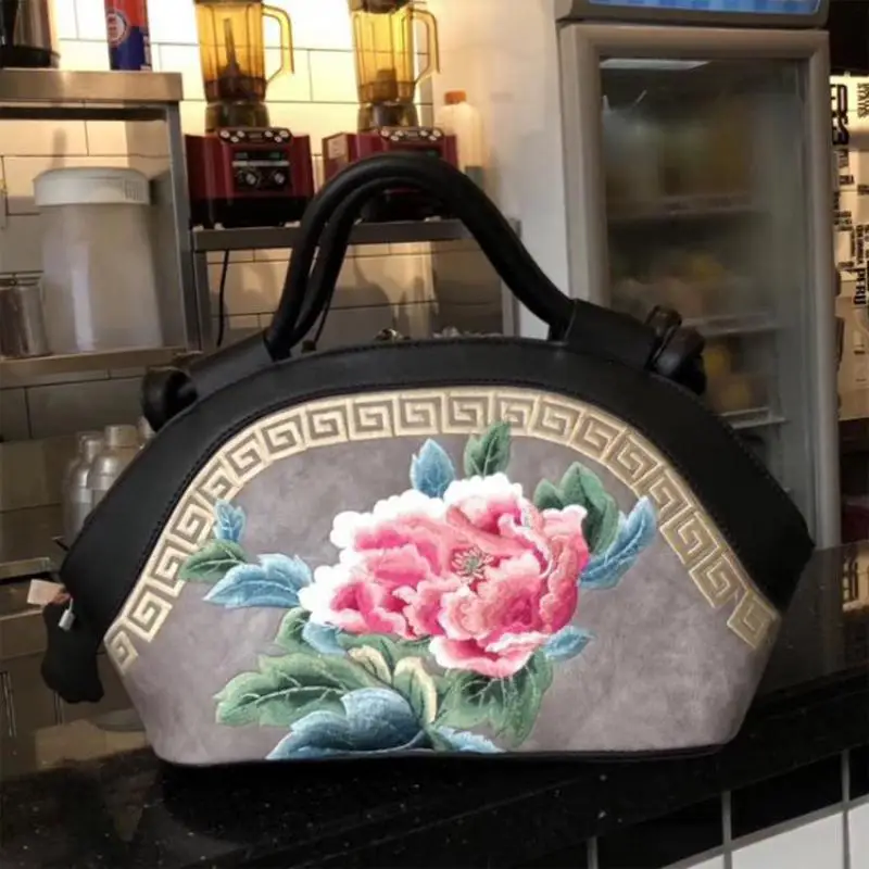 

YourSeason Chinese Style Embroidery Handbag 2021 Retro Leather Ladies Casual Women Floral Shoulder Bags Large Capacity