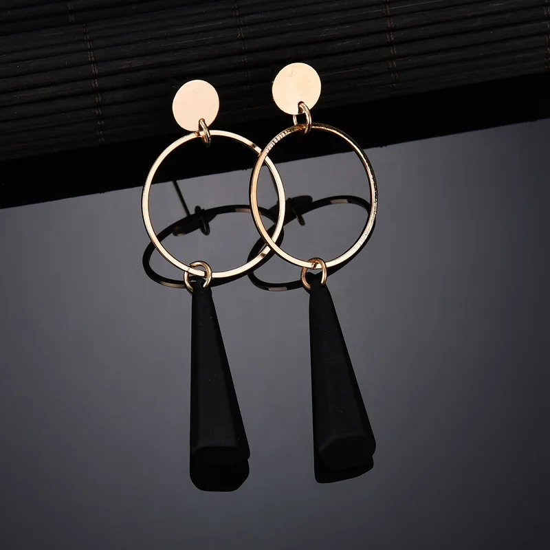 Треугольные деревянные длинные серьги сексуальные геометрические ювелирные