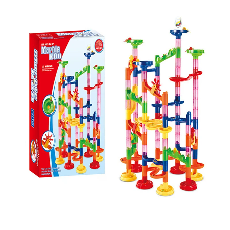 

105 шт. DIY Строительные мраморные беговые лабиринтные шары, строительные блоки, детский подарок для малышей, развивающие игрушки