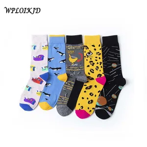 WPLOIKJD качественные Красочные Необычные мужские носки с изображением животных, креативные Мультяшные хлопковые носки, носки для скейтборда