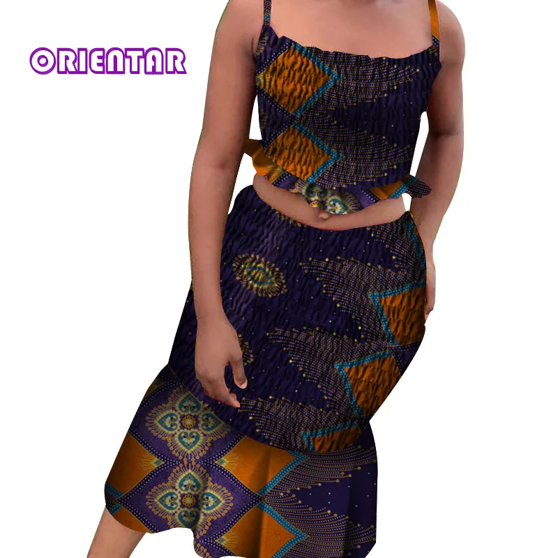 Комплект женский из двух предметов короткий топ без рукавов и юбка Африканский