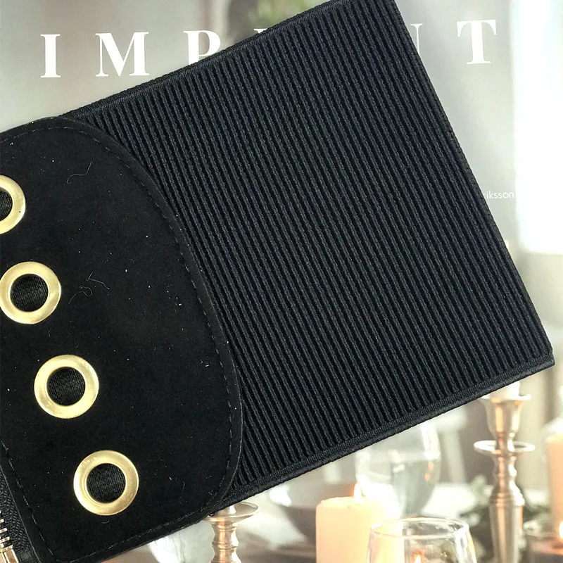 

Waist Seal Super Wide Elastic Belt Waist Hole Zipper Women's Korean Style Waist Seal 2020