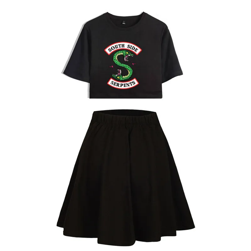 

South Side Serpents Riverdale Printed T-shirt Skirts Two Piece Sets Women Summer Southside Serpents Short Sleeve Shorts Girls