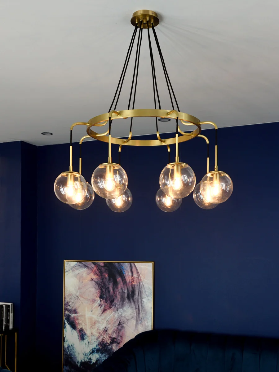 

Постмодернистская Минималистичная Люстра для гостиной, столовой, спальни в гонконгском стиле, роскошная люстра из бронзы