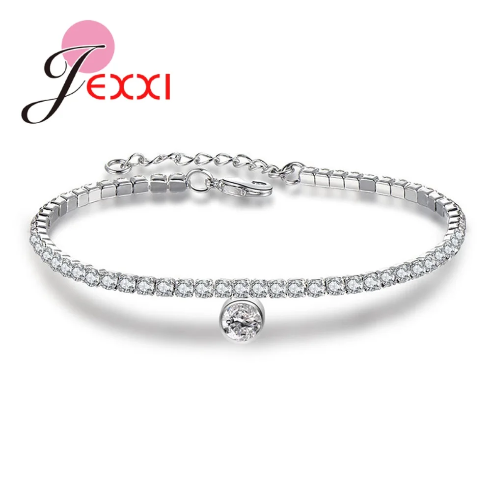 Adjustable CZ Rhinestone Tennis Bracelet &amp Bangle Silver 925 Jewelry Water Drop Charm For Women Bridal Engagement | Украшения и