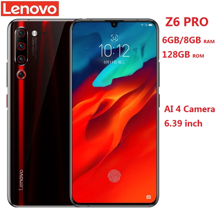 Lenovo Z6 Pro 6 39 дюймов большой экран 4G смартфон ГБ/8 ГБ + 128 Гб Android 9 0 Восьмиядерный