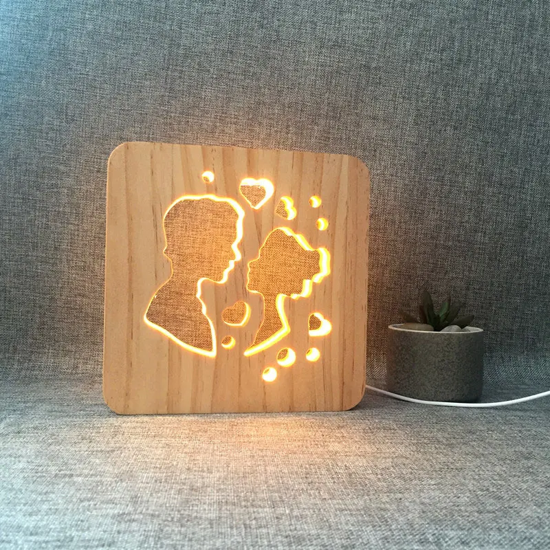 

Ночной светильник с головой волка в виде собачьей лапы с резьбой по дереву, питание от USB, украшение для спальни, настольная лампа для детей, ...