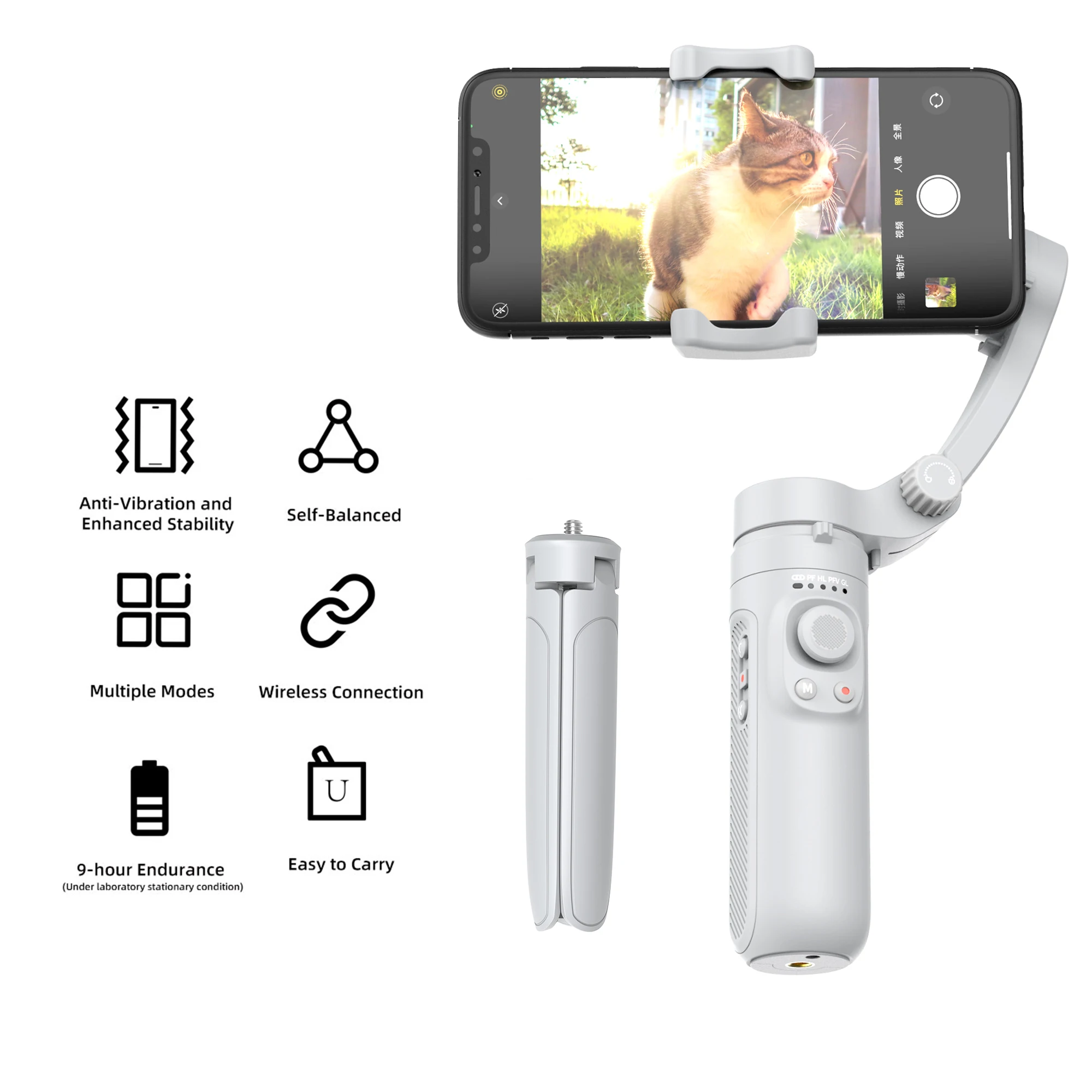 

Портативный стабилизатор для смартфона DOLPHIN, 3-осевой складной шарнирный стабилизатор, удаленное управление по Bluetooth, подходит для записи ви...