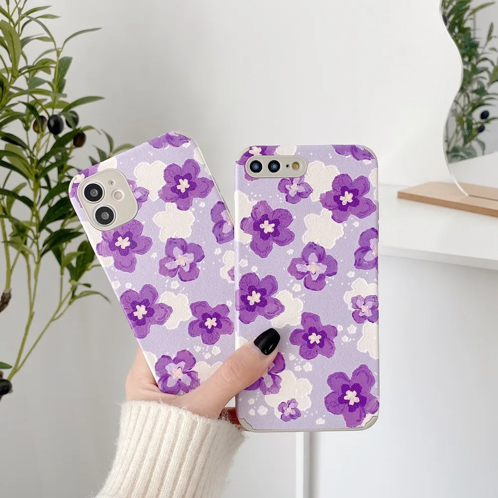 

Purple flower case for iPhone 13 13promax 12Promax 12pro 11 11Promax xsmax xr x xs 7 8plus soft case