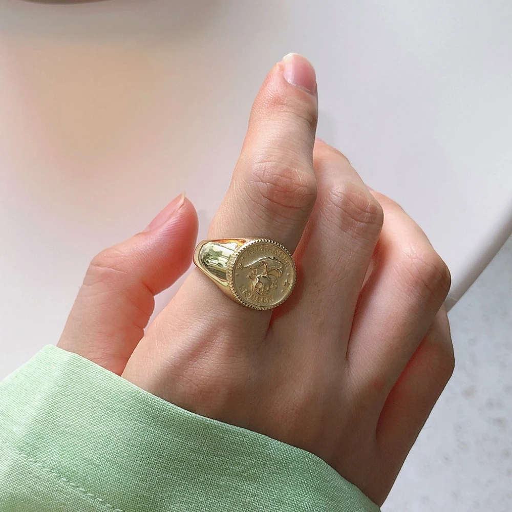 Минималистичное кольцо в виде головы дикого хипстера с животным серебряное