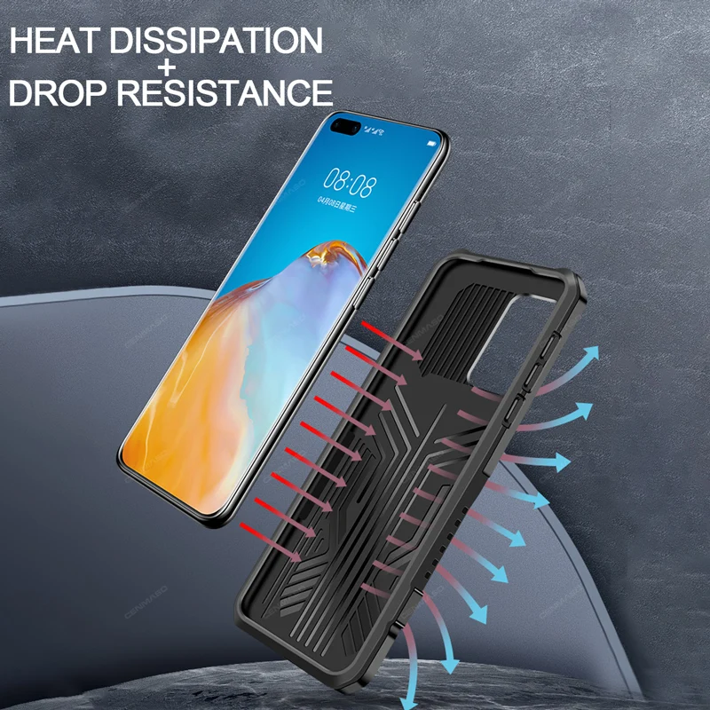 

Capa for Huawei P40 Pro P40 Lite E Mate 30 Pro Case Luxury Shockproof Stand Hybrid Armor Belt Clip Full Protection Back Cover
