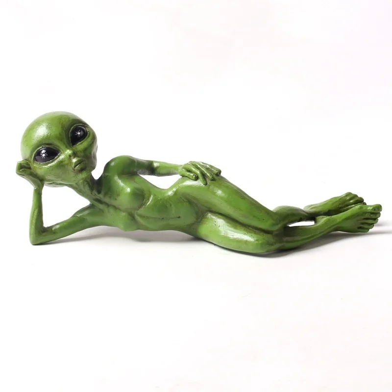 

Creative Meditation Alien Resin Statues Figurines Home Decor Office Living Room Tabletop Alien Ornaments Garden Decoration