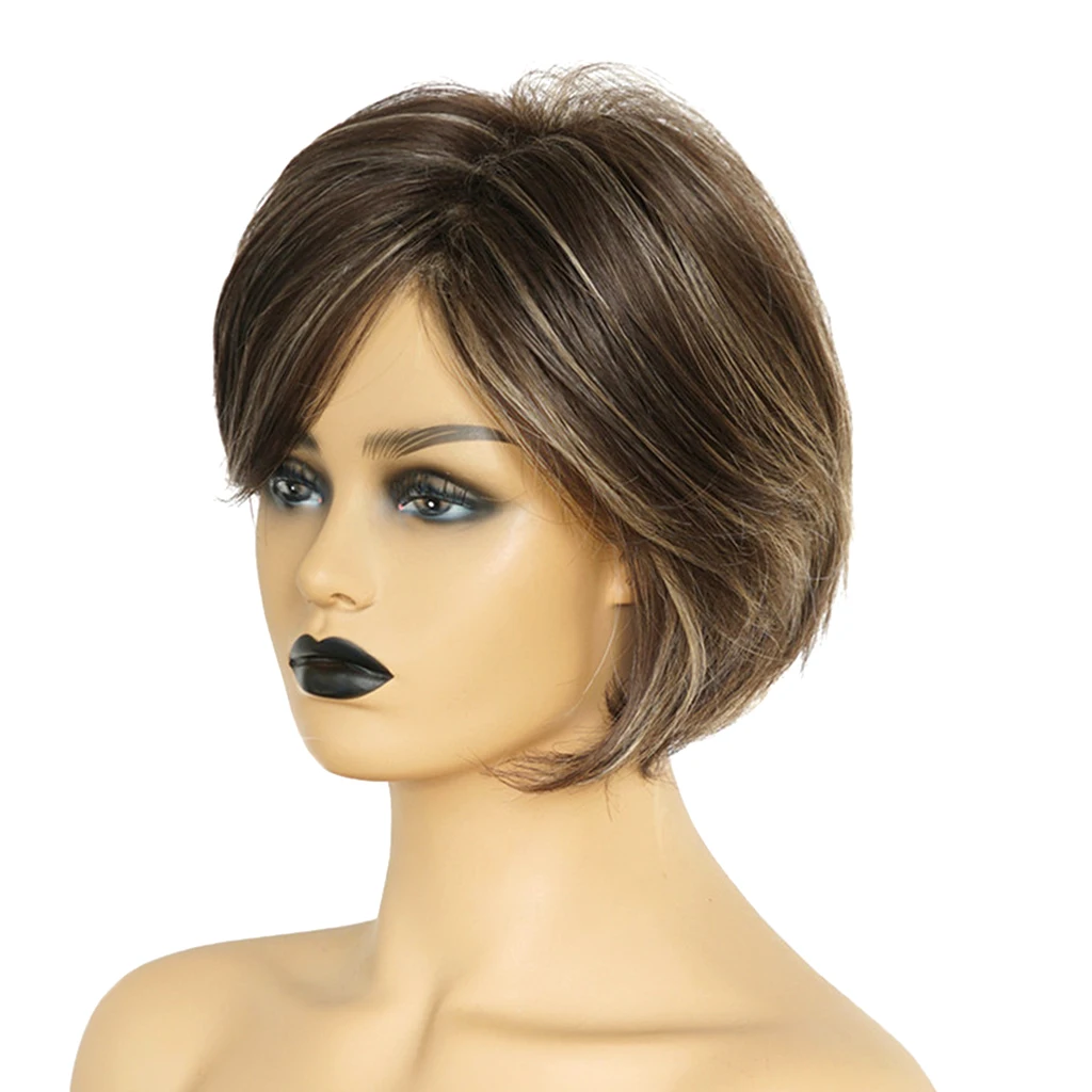 Шикарный Короткий прямой парик из цельных волос Пикси парики натуральных с