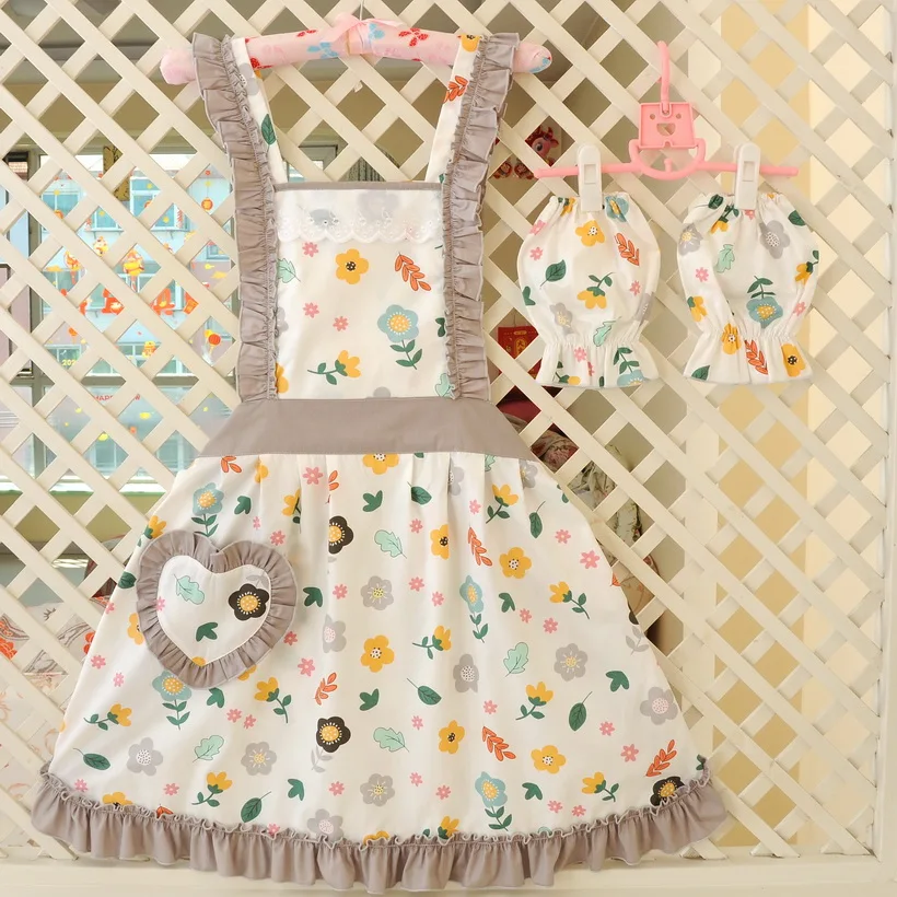 

Kitchen Aprons For Women Cotton Pastoral Household Apron For Restaurant Wipeable Waterproof Cuisine Female Baking Accessories