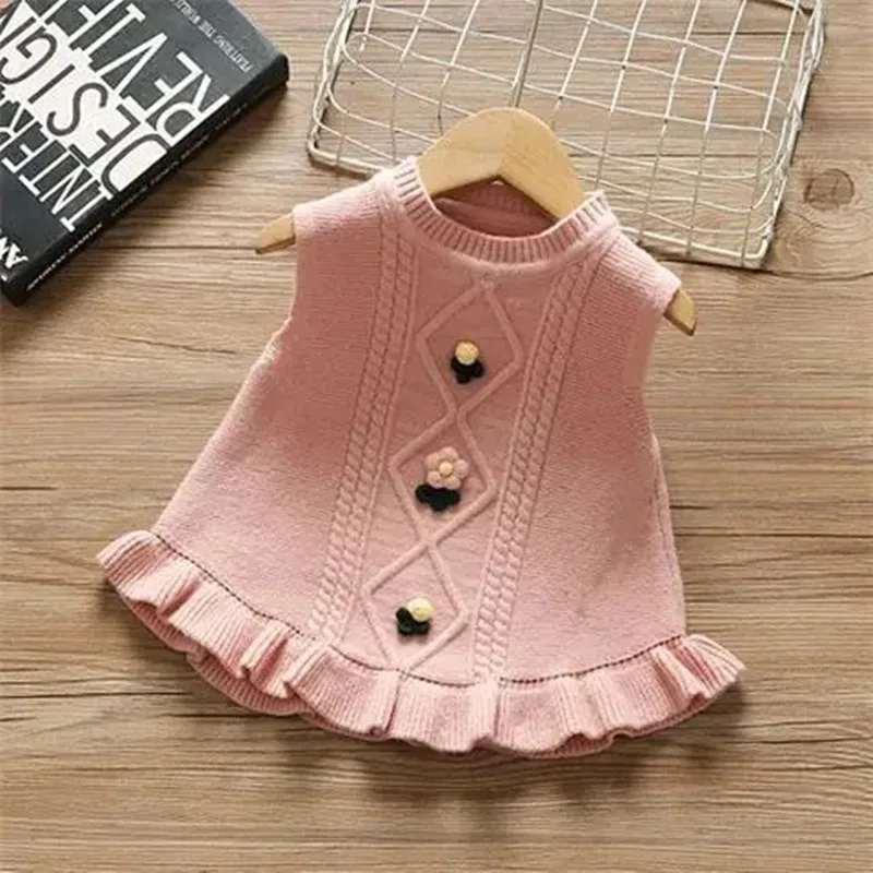 

Girls Baby Children's Vest Sweater 2021 New Girls Knit Sweater Baby Fashion Knitted Vest Baby Vest Outer Wear