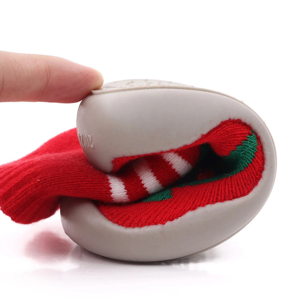 

Children boots Christmas gift Soft Bottom Non-Slip Floor Toddler Girl Boy Shoes Socks With Rubber Soles Kids Baby Socks winter