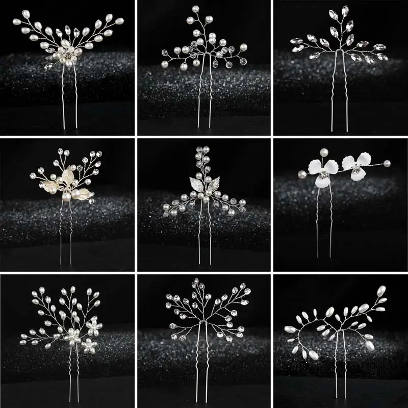 Металлические золотые Роскошные Стразы ручной работы свадебные заколки для