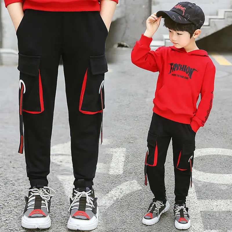 Лидер продаж штаны для мальчиков подростков От 4 до 14 лет модные Хлопковые Штаны в