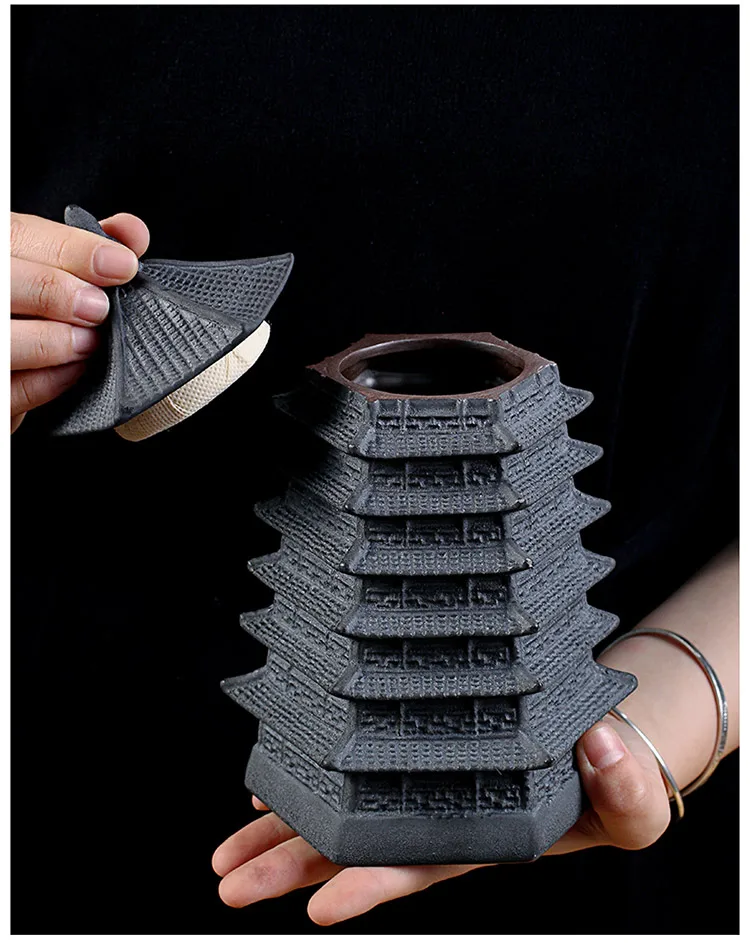 Керамический контейнер для чая с фиолетовым песком большой и тонкий хранения