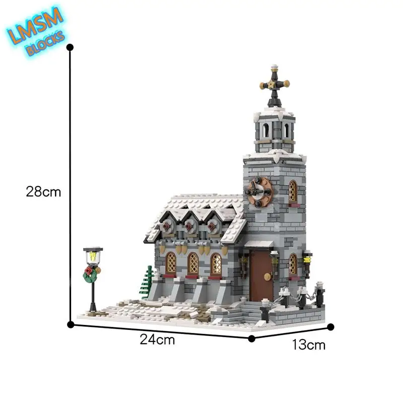

city Little Winter Church Building Blocks Bricks Collection CITY Street Creative construction Bulk children's Toys as gift